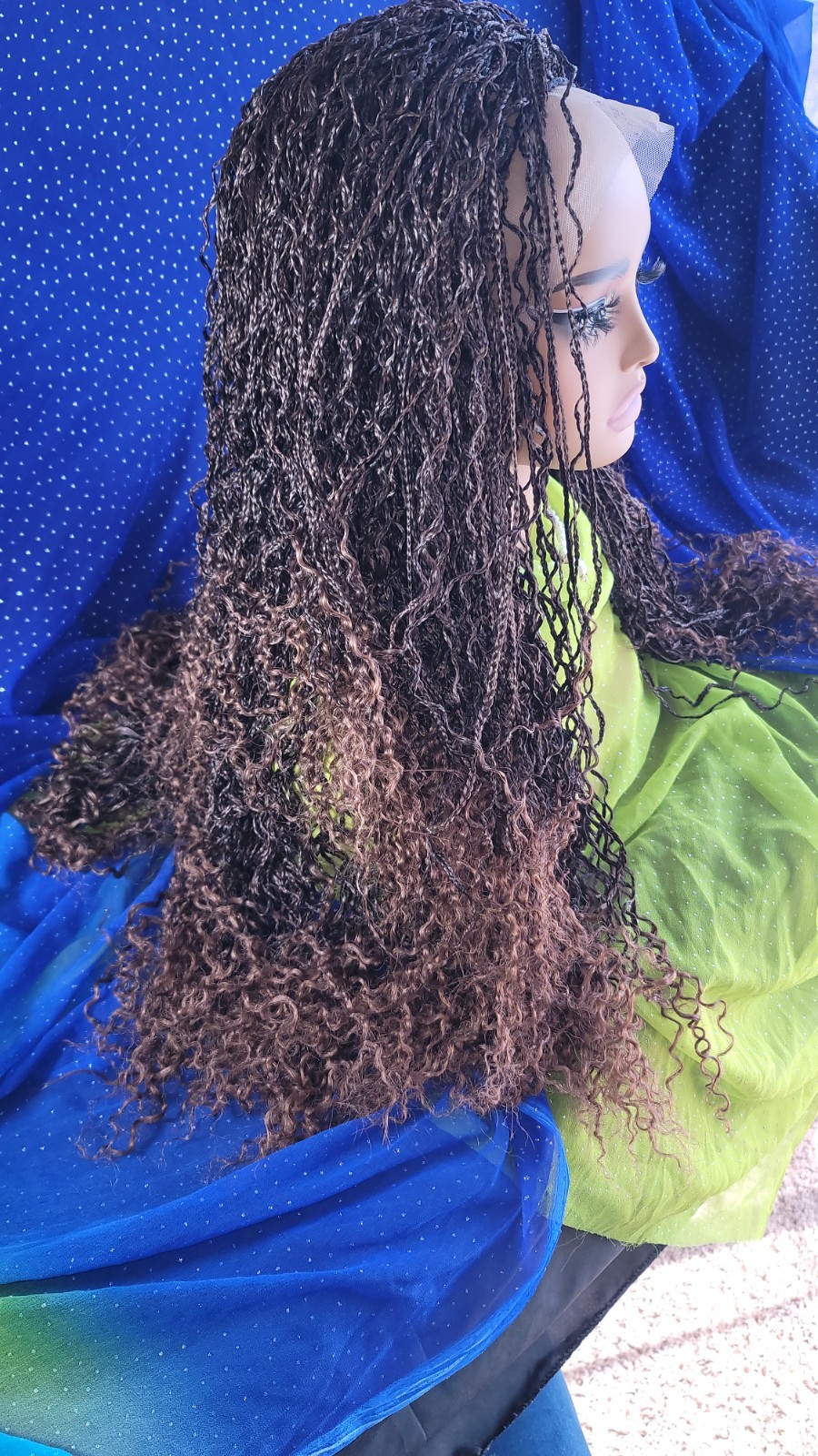 Braided Wig Micro Boho Braids 2/30 Ombre Handmade Full Lace Glueless 26″ Long