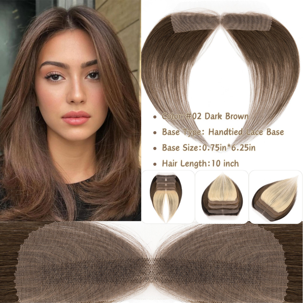 Hand-tied Lace Front Hairpiece Remy Human Hair Extensions Cover-UP Topper Piece