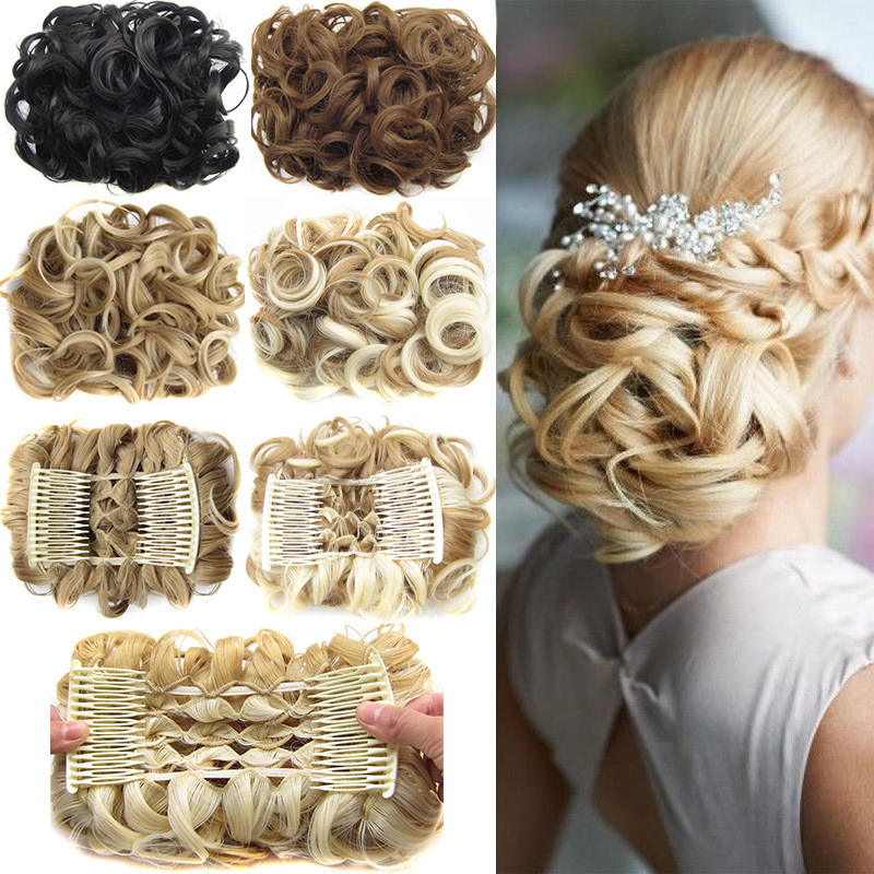 MEGA LARGE THICK Curly Chignon Messy Bun Updo Clip in Hair Piece Extensions Kl2