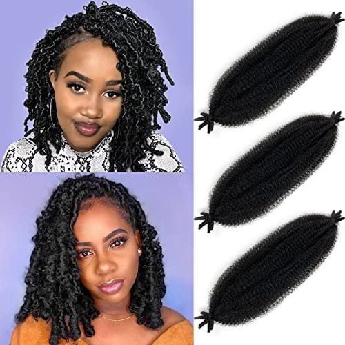 Marley Twist Braiding Hair 16 Inch Springy Afro Twist 16 Inch (Pack of 3) Black