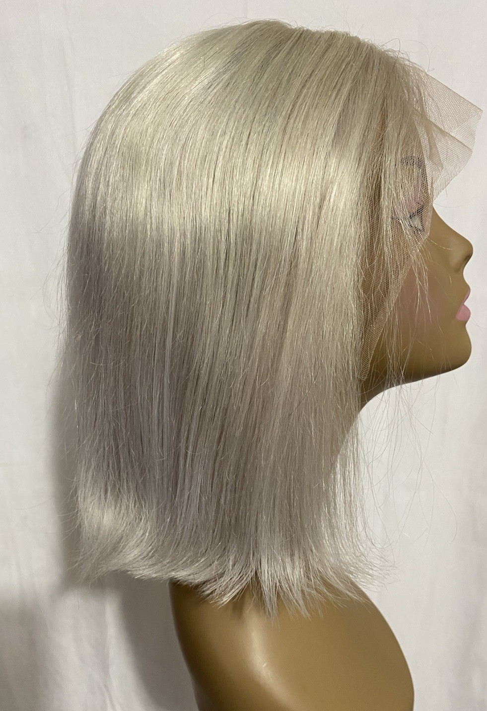 12 Inch Silver Gray Bob Wig 100% Human Hair 13x4x1 T-Part Lace Front Blunt Cut
