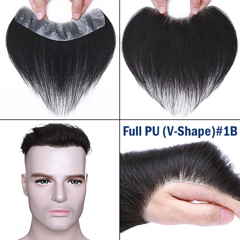 Virgin Human Hair Toupee Hairpiece Thin Skin Full PU Replacement System Gray US