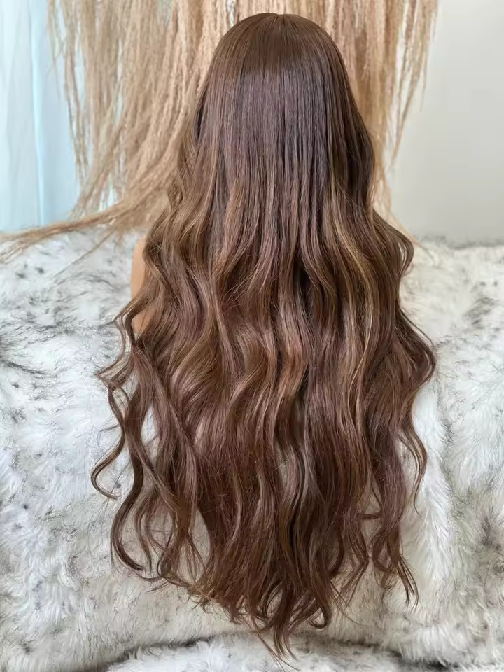 Ombre Chocolate Brown Balayage Highlights Lace Front 100% Human Hair Wigs