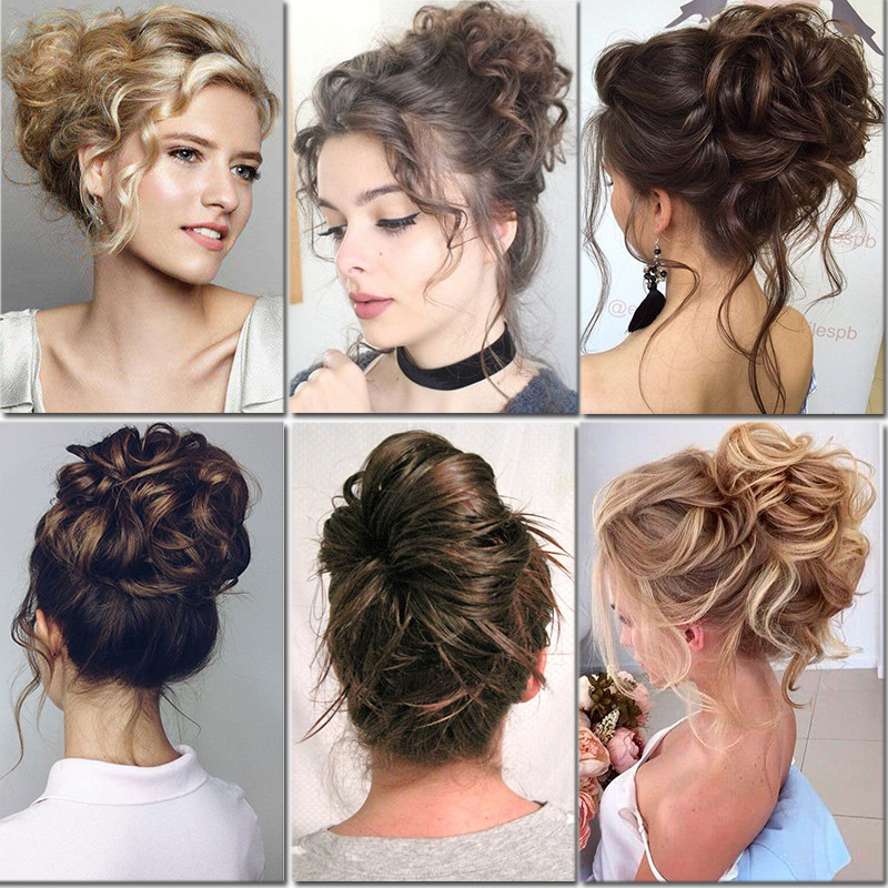 NEW ARRIVALS!! 7″ Long Messy Curly Bun Real As Human Hair Extensions Ombre Pc US
