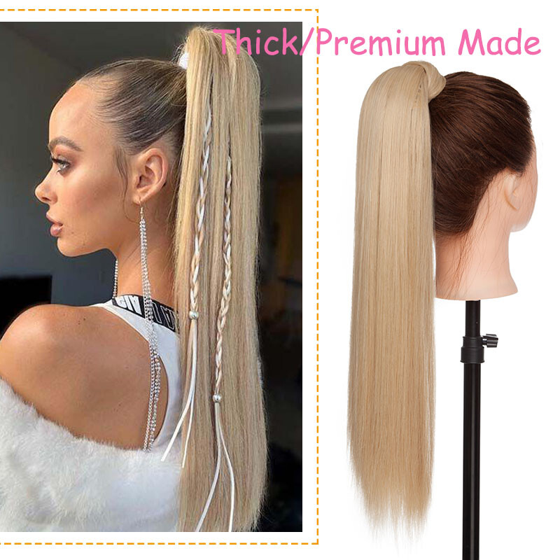 Ponytail Clip In As Human Pony Tail Hair Extension Real Long Thick Curly Wavy