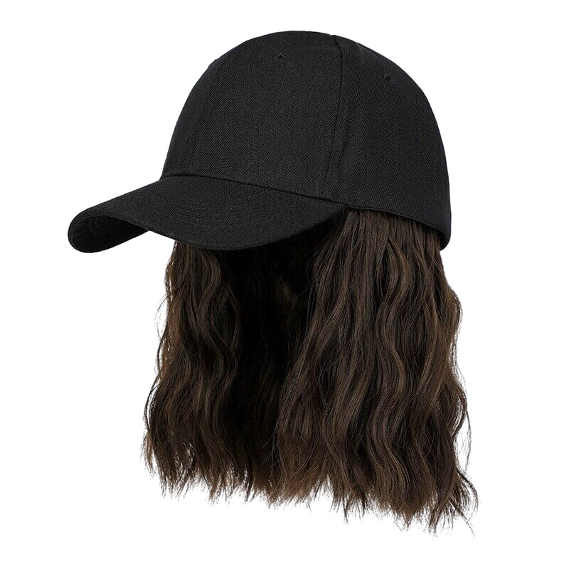 Women Baseball Cap Wig Hairpiece with Short Curly Hair Adjustable Casual Hat