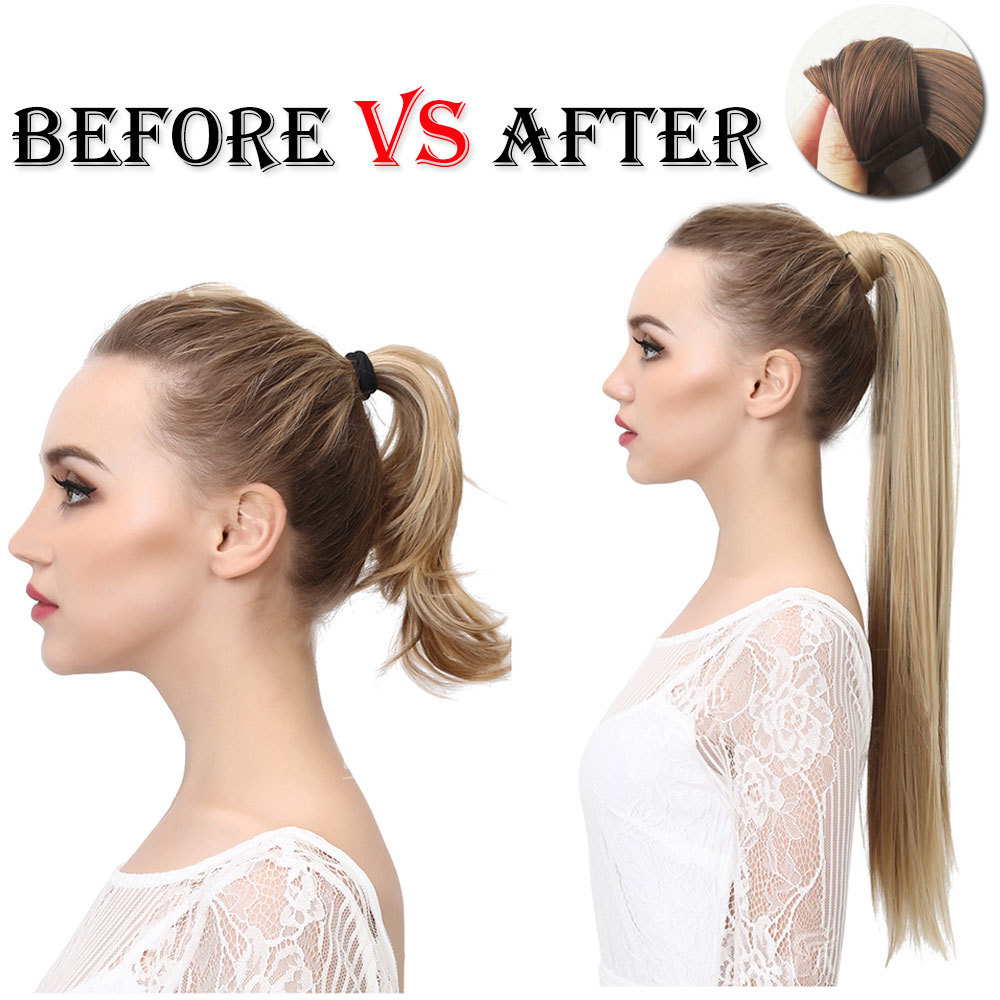 1PCS Real Thick Clip In as Human Remy Hair Extensions Pony Tail Wrap On Ponytail