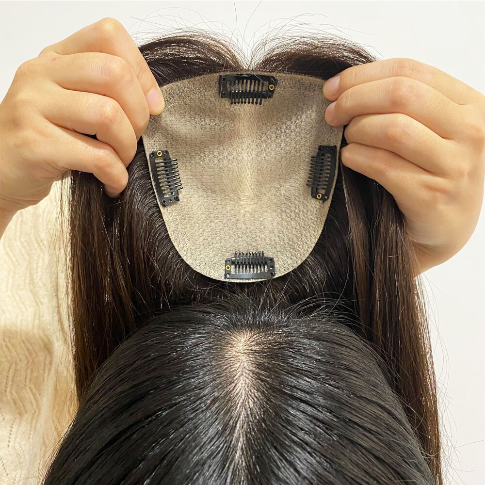 Silk Base Topper Virgin European Human Hair Toupee Hair Piece Natural Wave Women