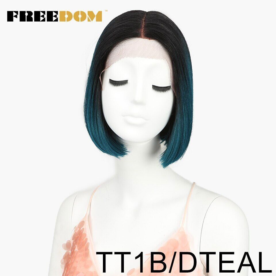 Straight Synthetic Lace Wig Short Ombre Bob Wig Purple Red Pink Fashion Wig