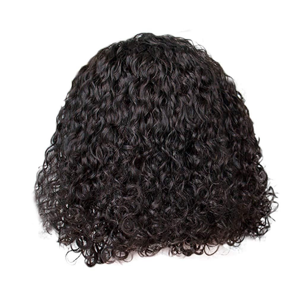 Wig High Temperature Silk Chemical Fiber Hood – Short Curly Wet and Wavy Glueles