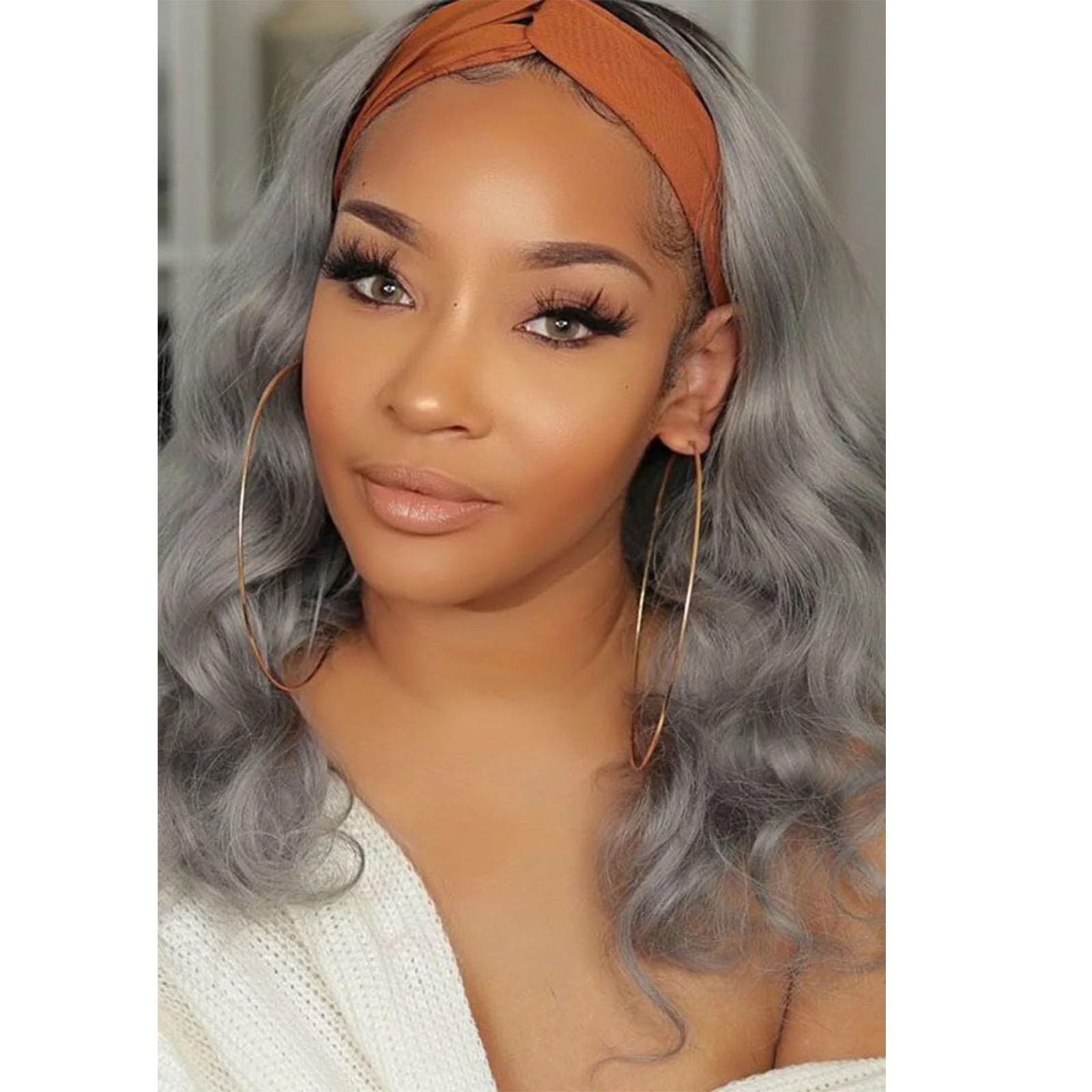 Body Wave Headband Wigs for Black Women Synthetic Hair Glueless Curly Half Wi…