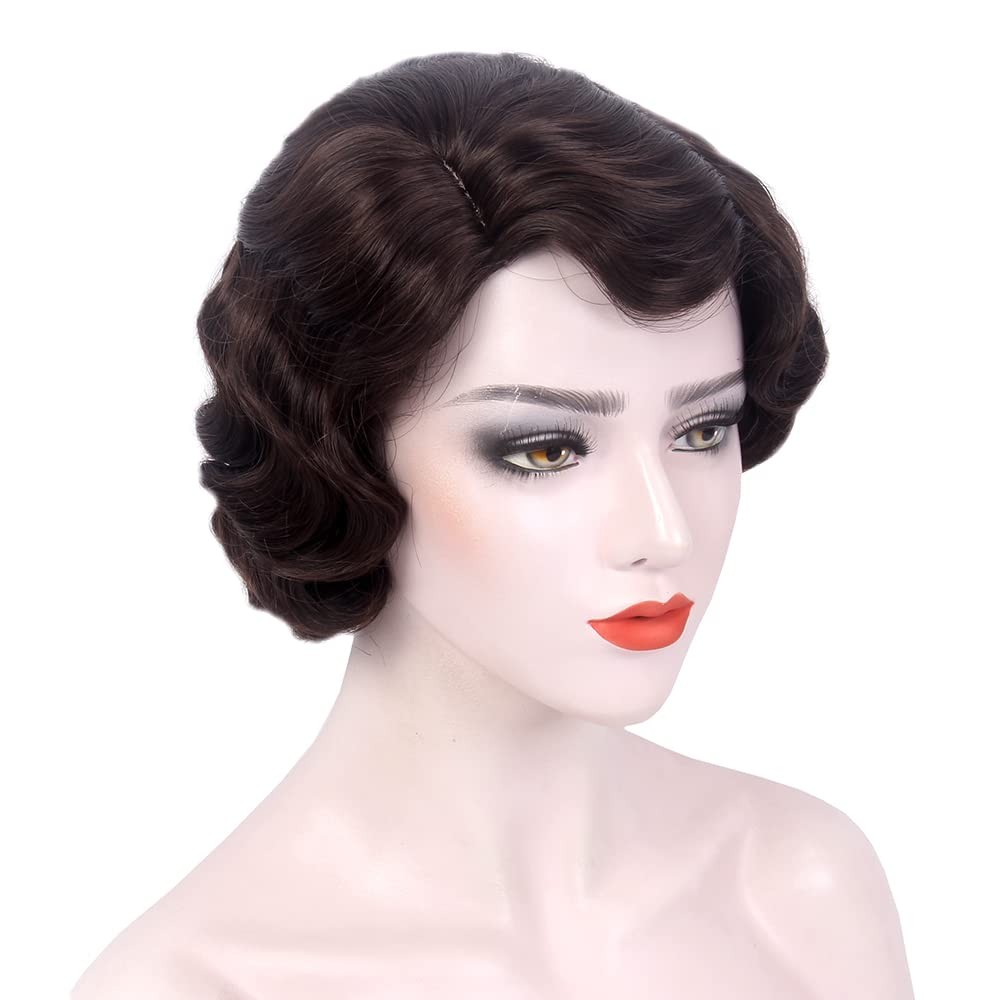 R Reewes Fashion Hair Reewes Long 1920S Wig Finger Wave Wig Curly Short Wig