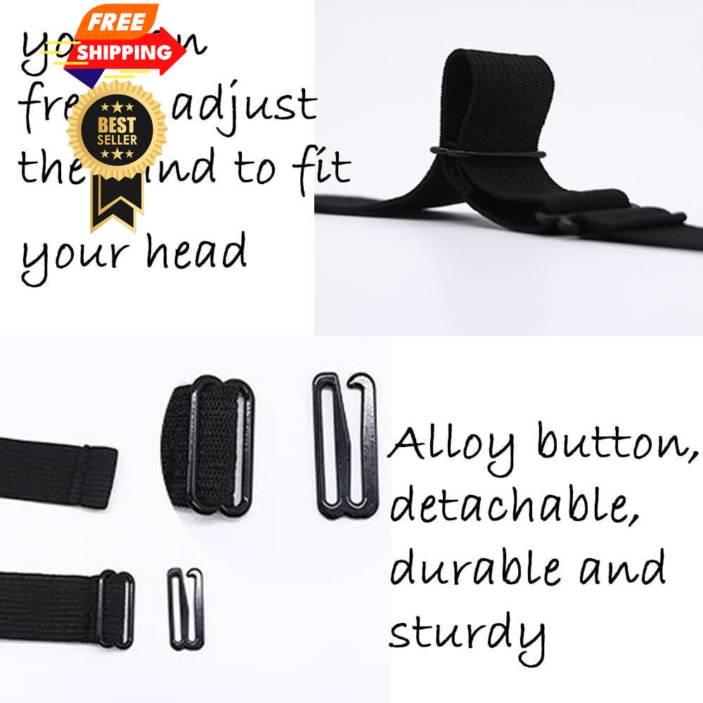 2 PCS Adjustable Elastic Band for Wigs Removable 3 Count (Pack of 1), Black