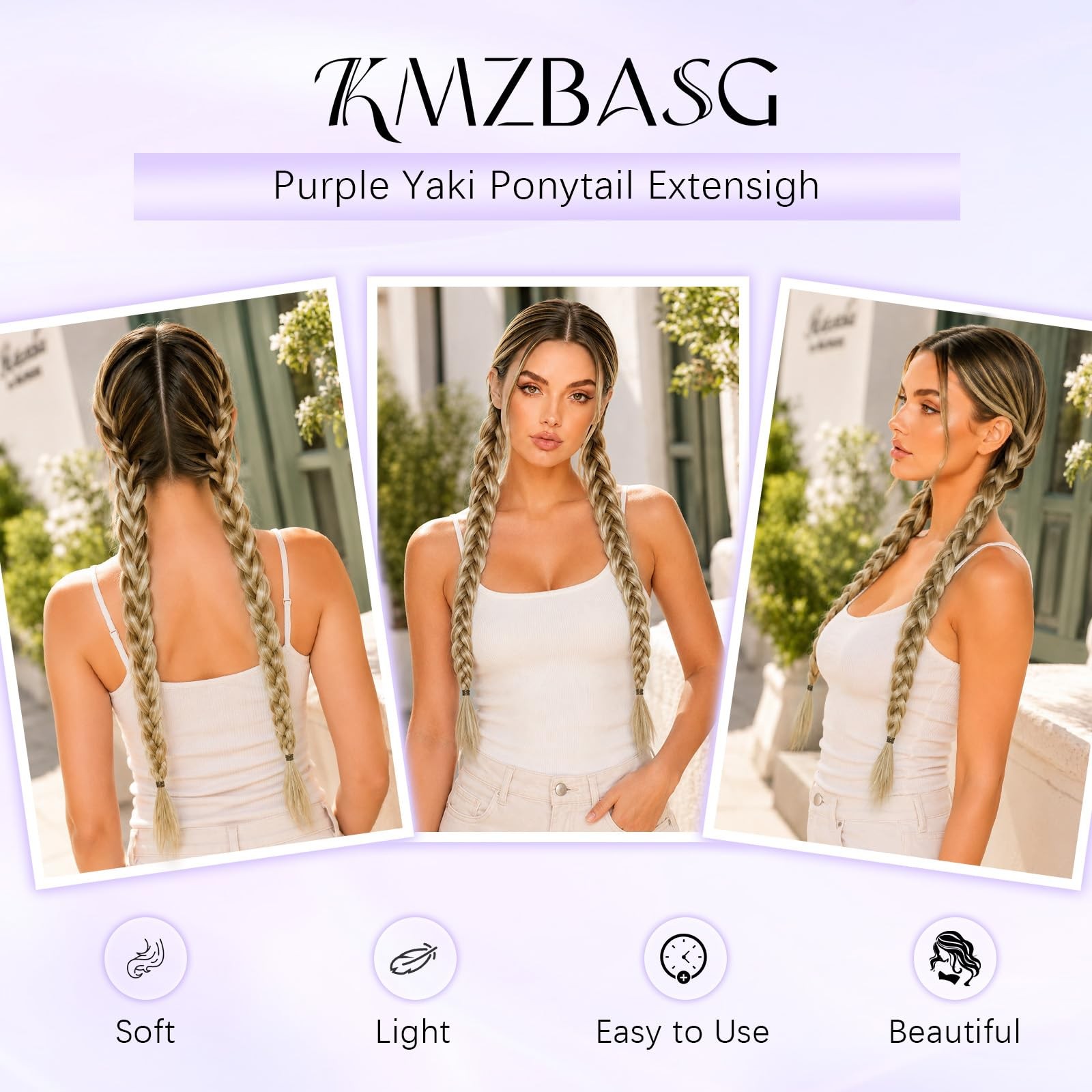 Ponytail Extension with Hair Tie DIY Braided Ponytail Extension for Woman 2 P…