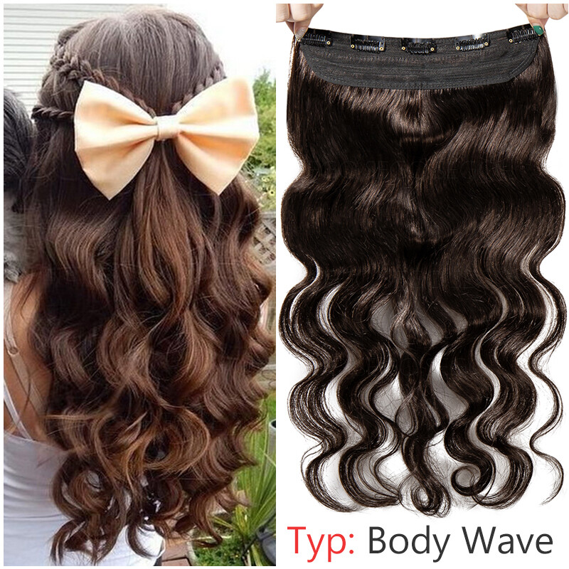 One Piece 9A Human Hair Extensions Clip In 100% Remy Real Weft Lucca Light Brown