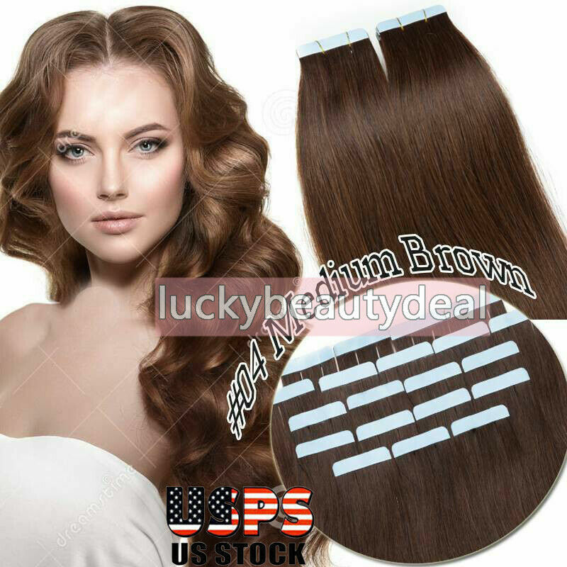 Tape in Hair Extensions Real Human Hair PU Seamless Skin Weft Highlight Ombre US
