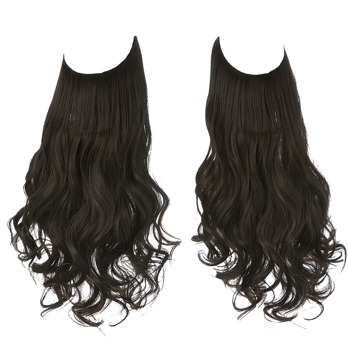 Synthetic Natural Synthetic Hair Extension No Clip In Artificial Fake Wavy False