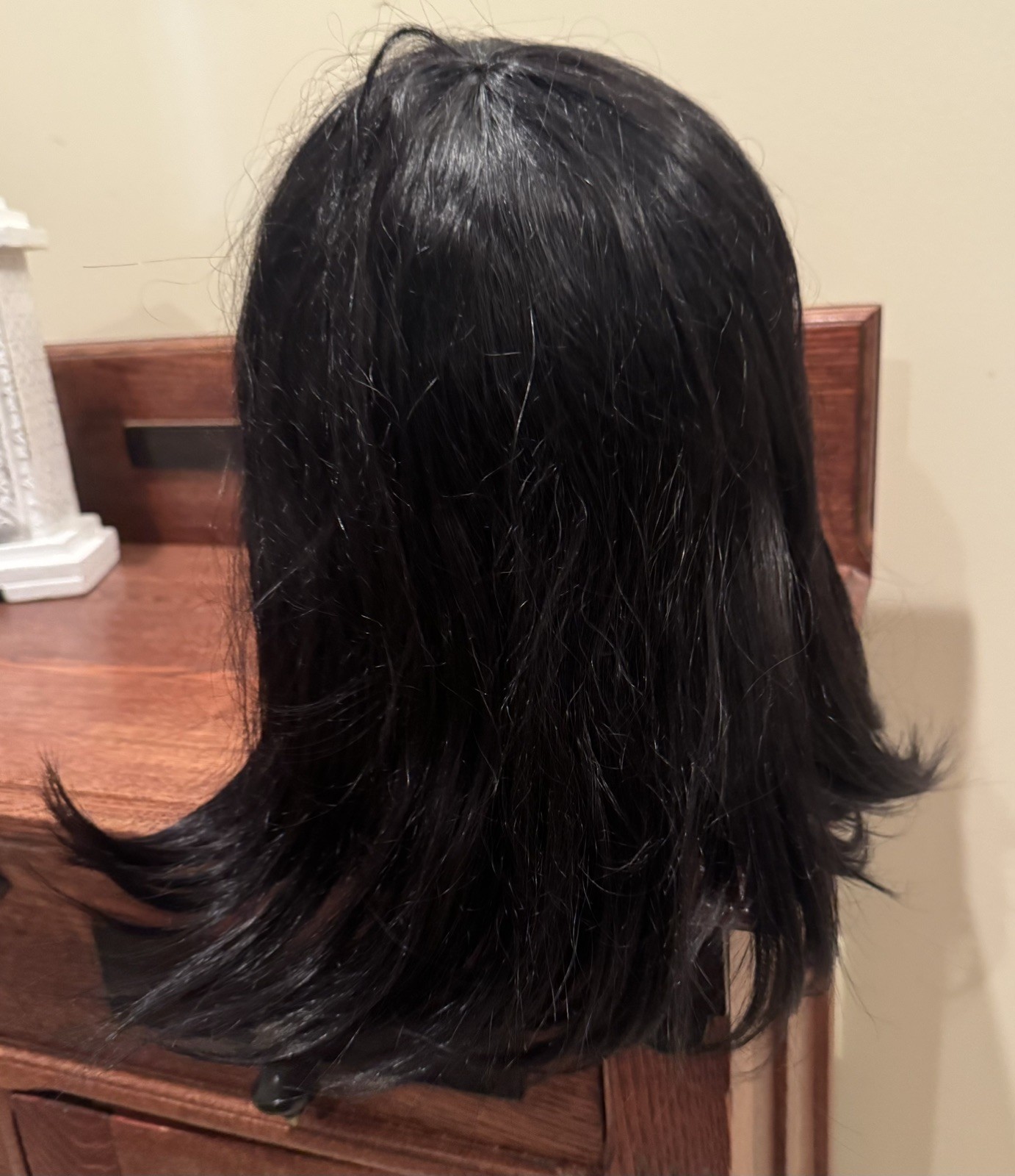 18-20” straight Human Hair Wig Natural Black see notes