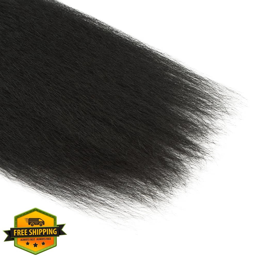 Weeybay 16-20 Inch 1B Black Yaki Kinky Straight Hair