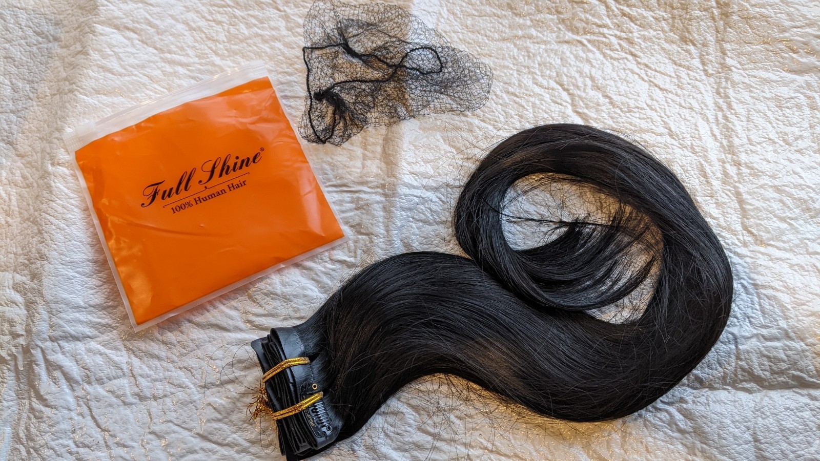 Full Shine 100% human hair Clip in Hair extensions Black 24 inch