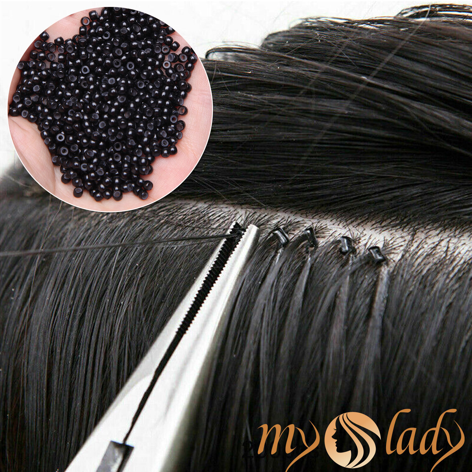 MY-LADY Nano Ring Hair Extensions Nano Beads Silicone Mini Micro Loop Rings 3mm