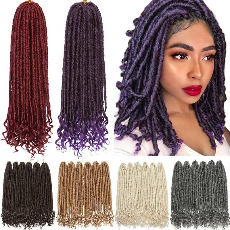 Crochet Goddess Faux Locs Dreadlock Afro Braids Hair Extension Curly Ends Ombre