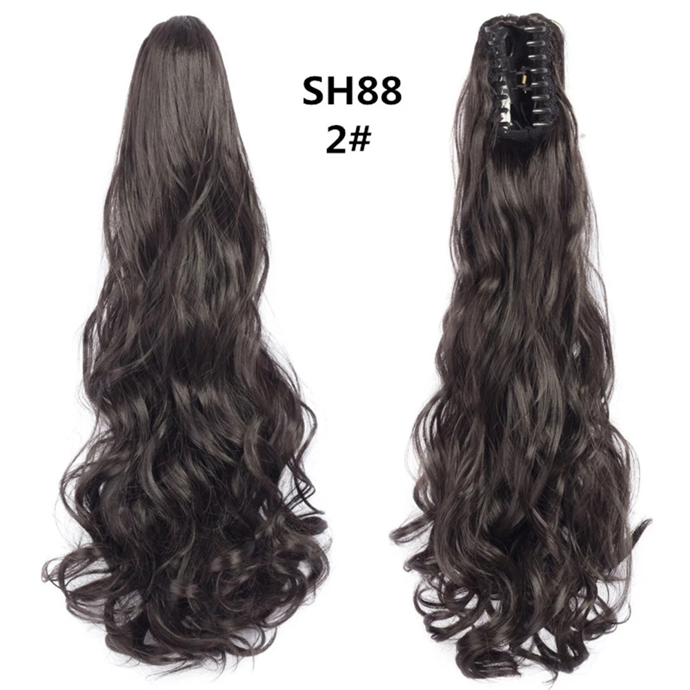 Women 24Inch Long Straight Synthetic Claw On Ponytail Hair Extensions Hairpiece