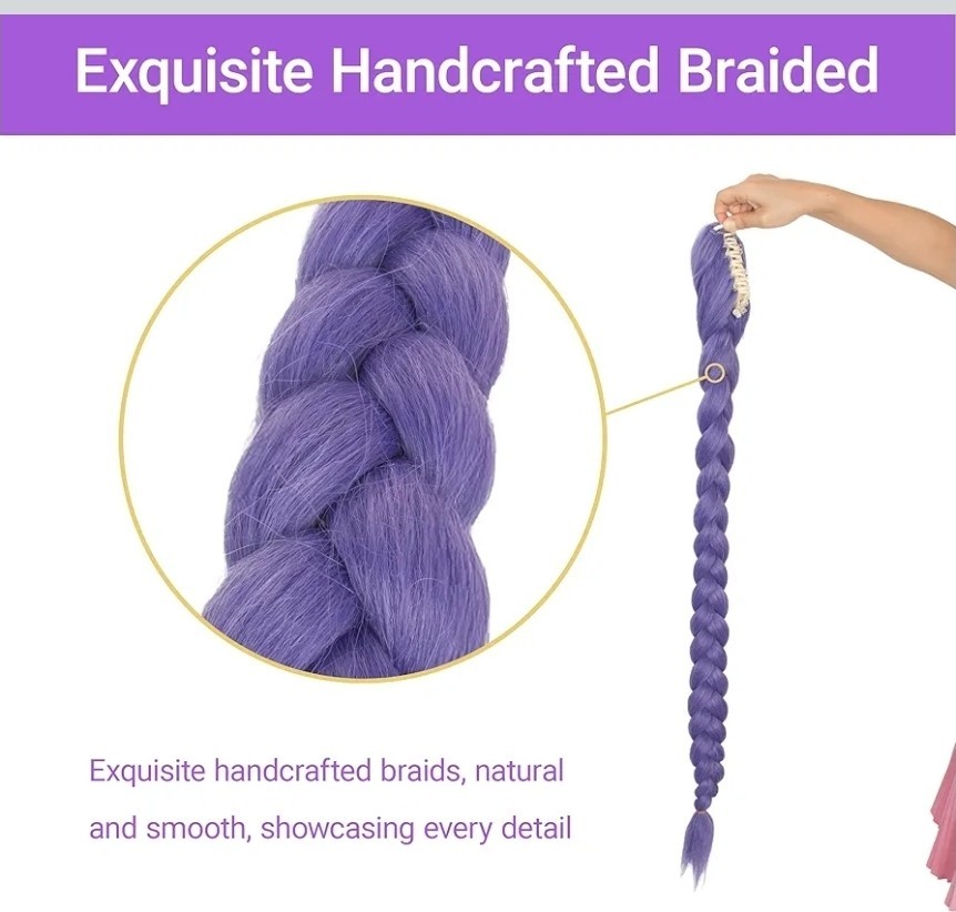 Yan Dream Purple Braid Wig 90cm Thick Long Lavender Purple Braid Hair Cosplay…