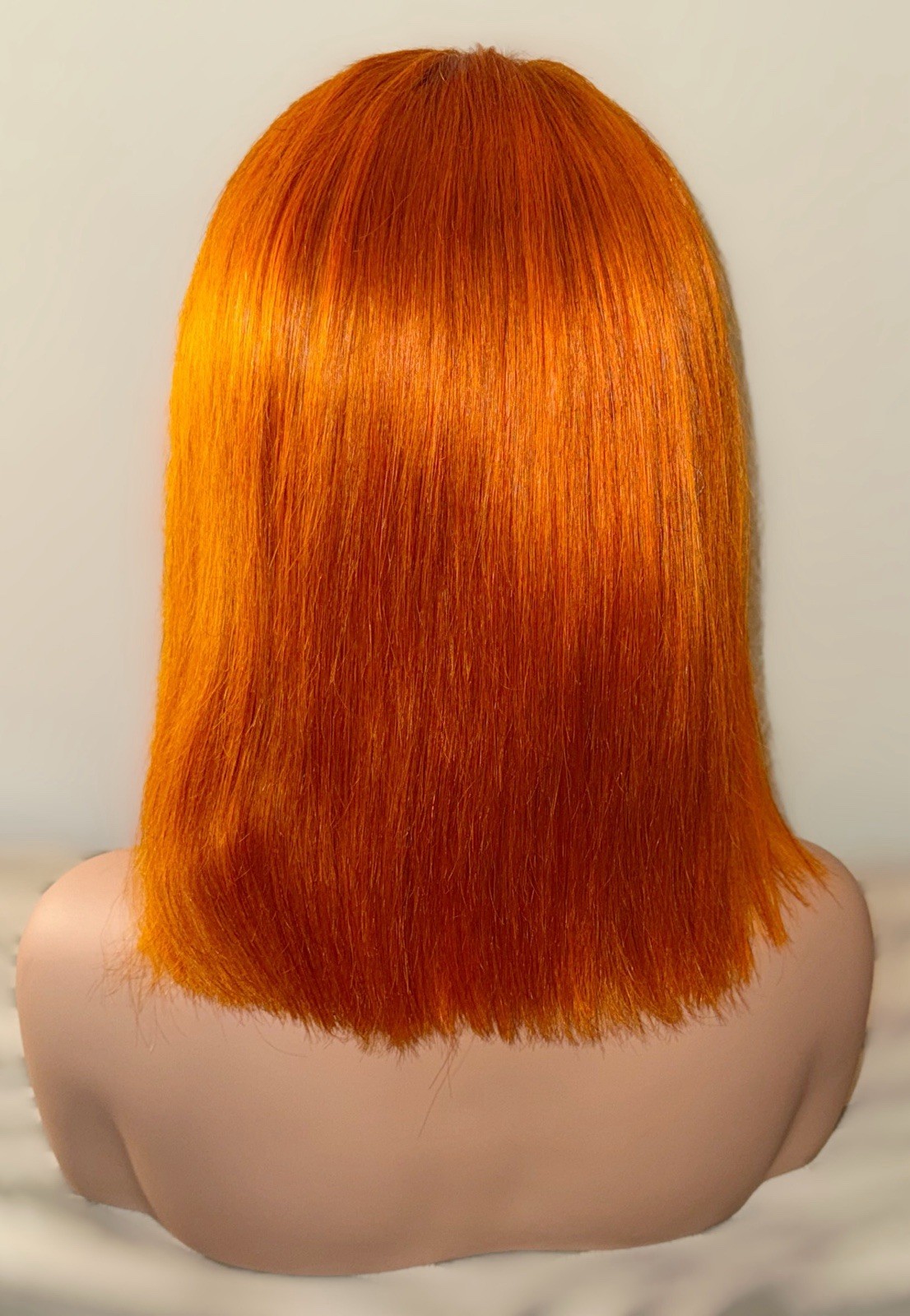 100% Human Hair,Bright Orange,12Inch Bob,Straight Style,Cosplay Or Just A Change