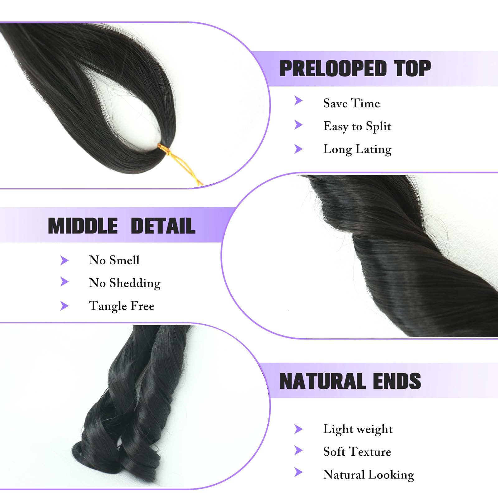 French Curl Braiding Hair 12 Inch Natural Black 8Packs Loose Wavy Spiral Curl…