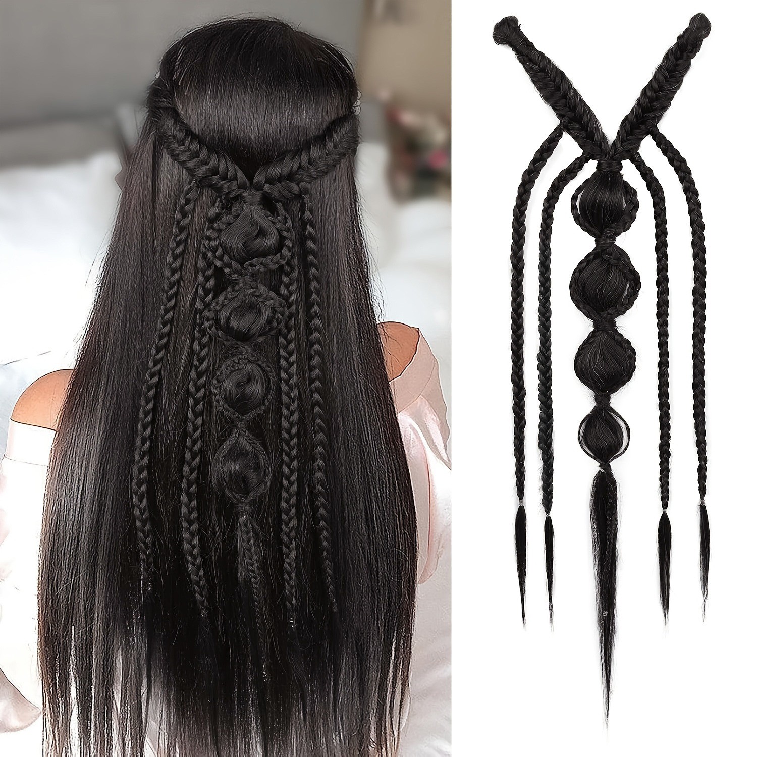Clip in Braid Hair Extensions Boho Festival Princess Braid Hair Extension Weddin