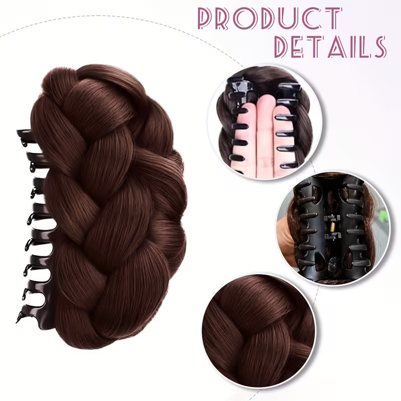 Chic Voluminous Hair Bun Wig Made from High-Temperature Synthetic Fibers.