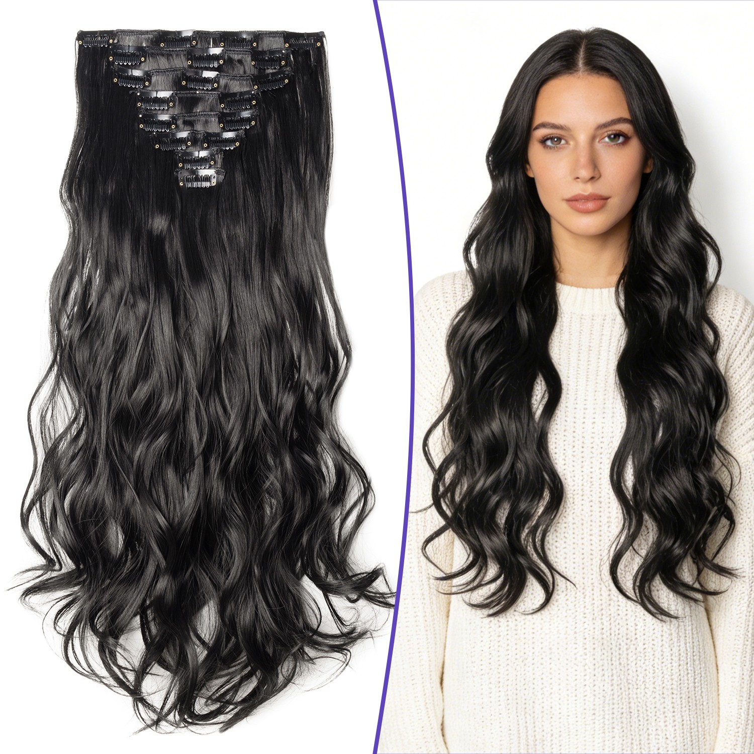 CLEARANCE Thick Clip In Hair Extensions 8PCS 18Clips Curly Wavy As Human Hair US