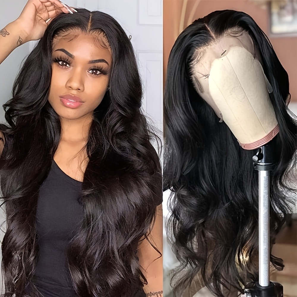 Women Natural Black Long Loose Wave Lace Front Wigs Glueless Soft As Human Hair