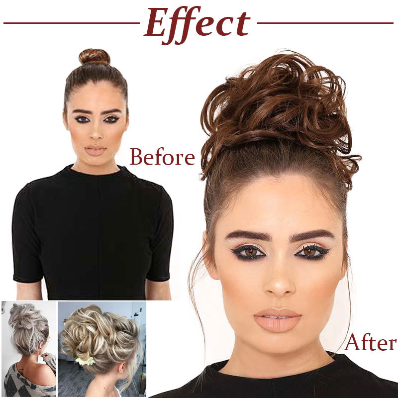 Large Curly Updo Messy Curly Bun Chignon Clip in Hair Piece Extensions THICK FEM