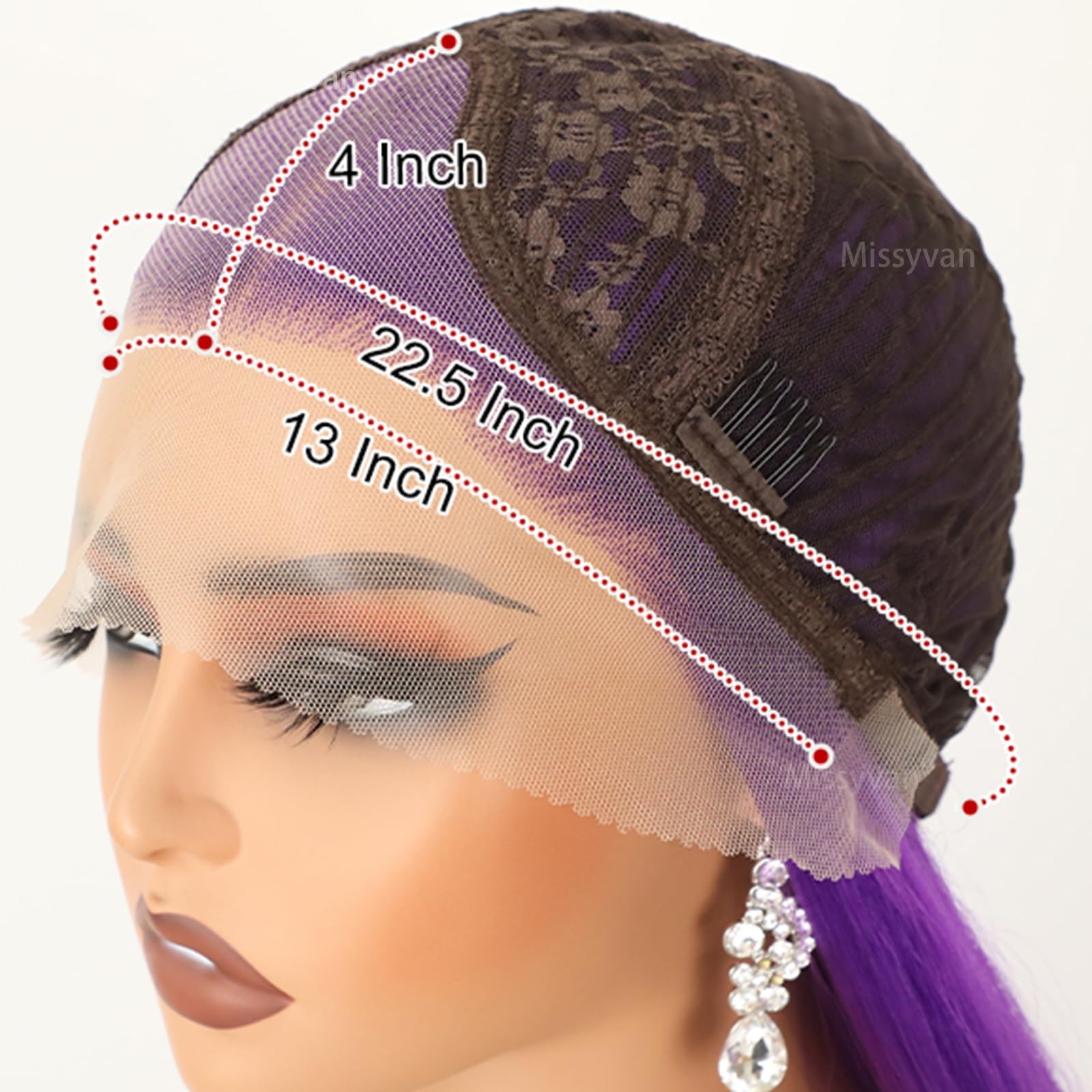Missyvan Synthetic Lace Front Wig Long Straight Dark Purple Lace Front