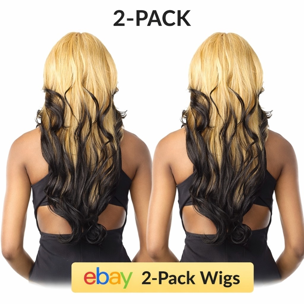 2 Pack Black Blonde Synthetic Lace Front Wigs PrePlucked HD Hairline Heat Safe