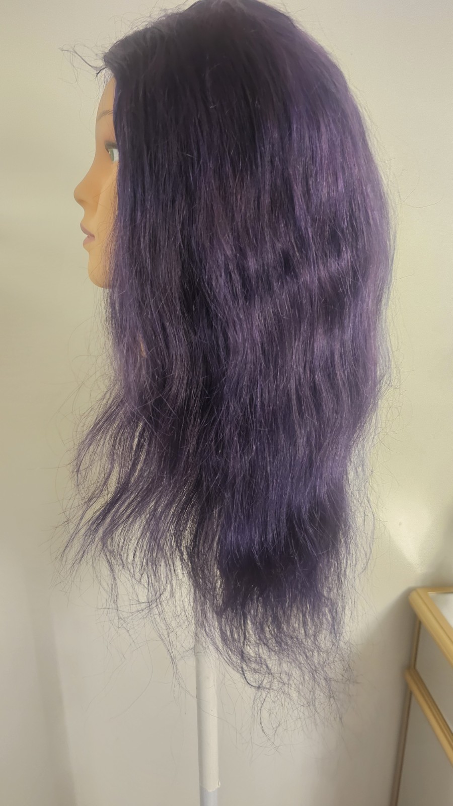 High-Quality Regular Top 24″ Purple Wavy 150% Virgin Human Hair Lace Wig