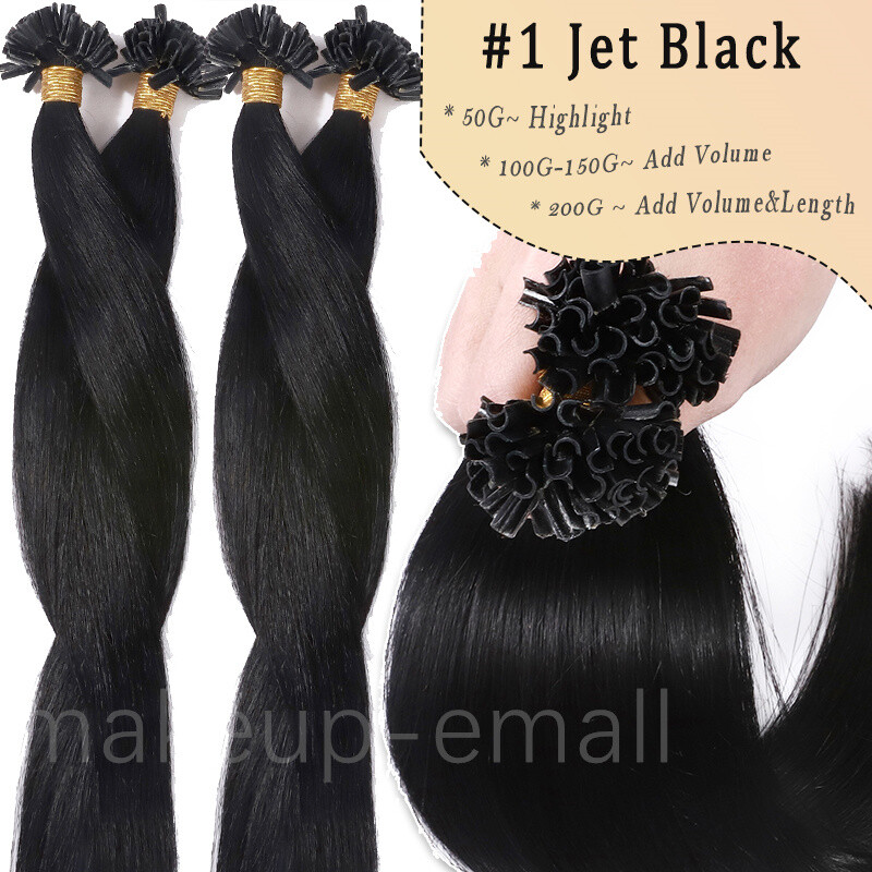 CLEARANCE Pre-Bonded Real Human Hair Extensions Glue Nail U Tip 100% Remy Hair