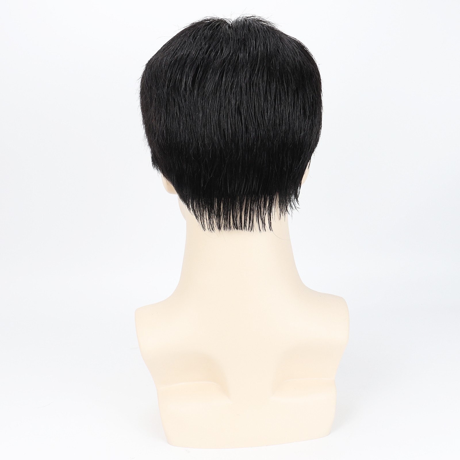 Men’s Real Human Hair Wig Black Toupee Silk Base Lace Breathable Hair For Men