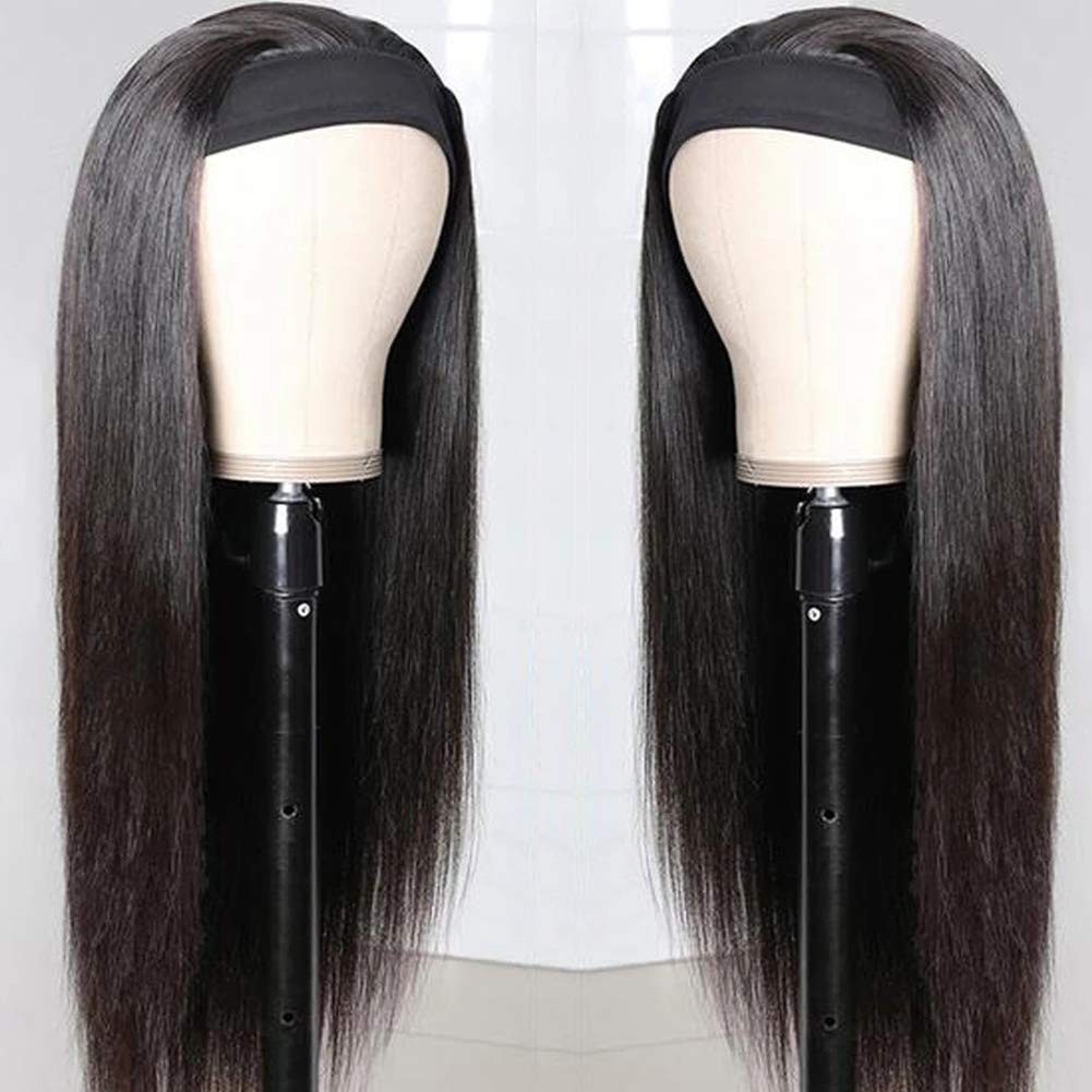 TNICE Headband Wig Human Hair Straight 18 Inch 18 Inch, Natural Black