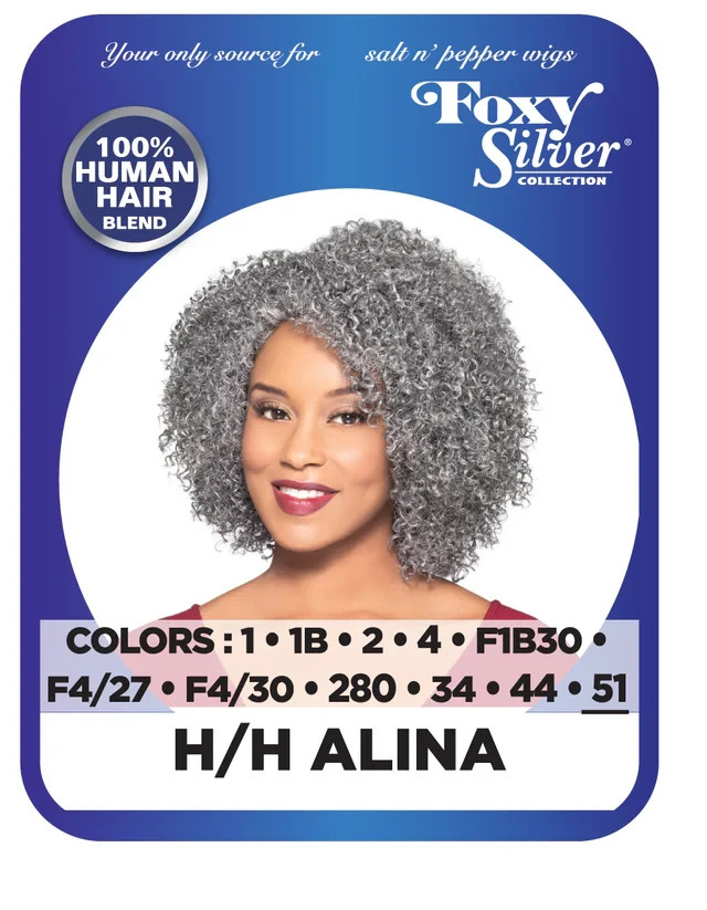 Foxy Silver ALINA, 100% Human Hair Wig, Medium, Afro, Coily, Fashionable Wig