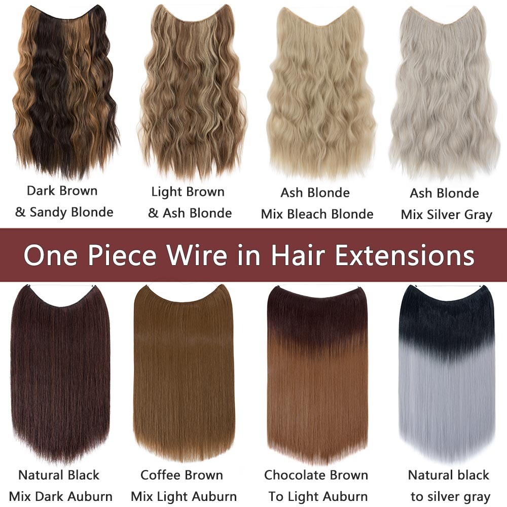 20IN Thick As Human Invisible Wire Clip In Hair Extensions One Piece & Nano Ring