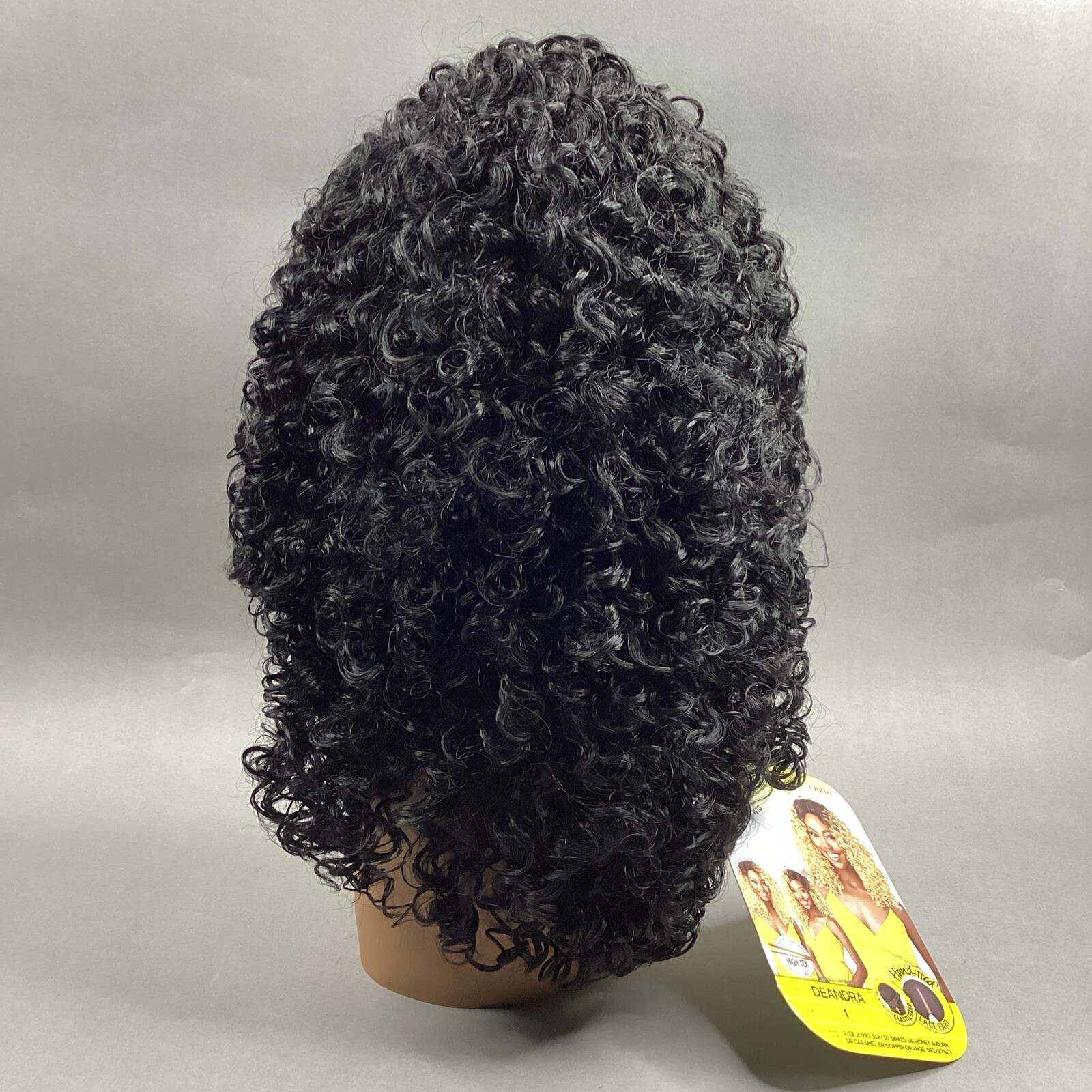 Deandra Long Curly #1 Jet Black Premium Synthetic Lace Part Wig