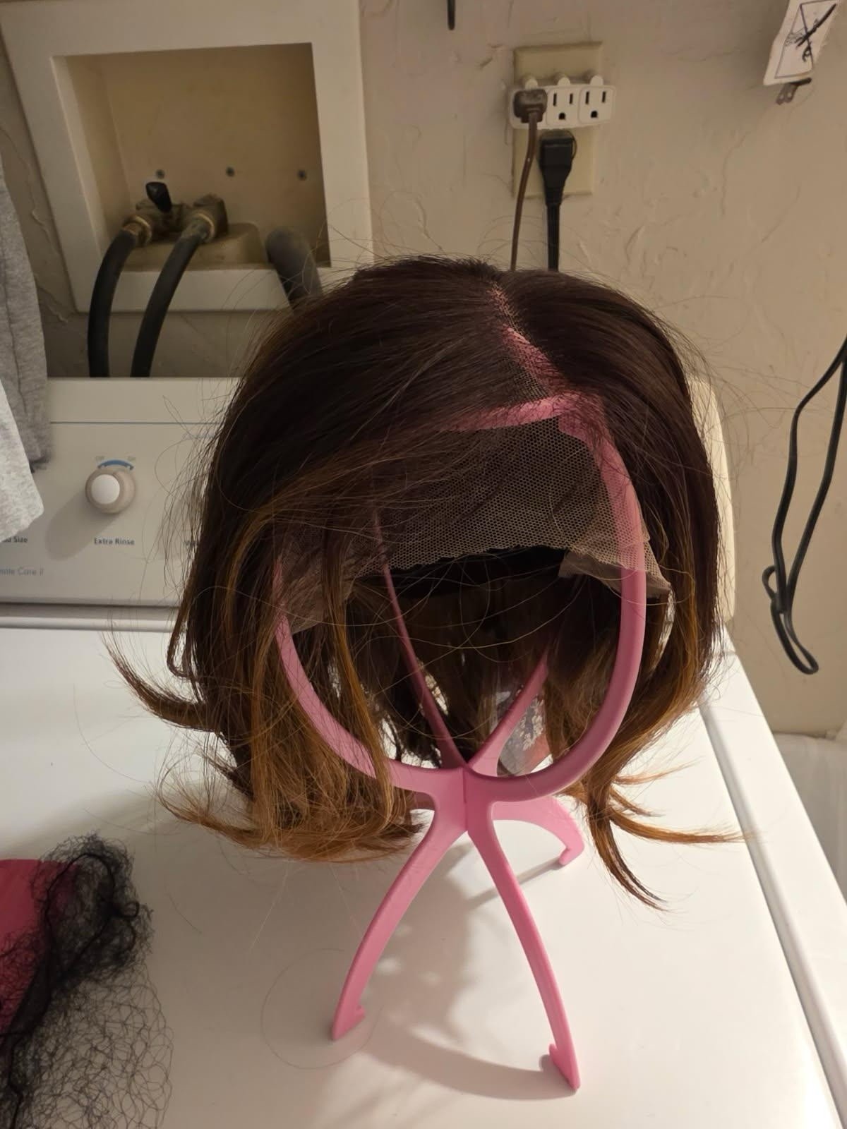 Rebel Gypsy New. Brown, Chin Length. Never Warn. Pink Stand Not Included.