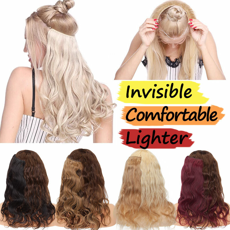 Invisible Wire Clipless Real Remy Human Hair Extension One Piece Long Weft
