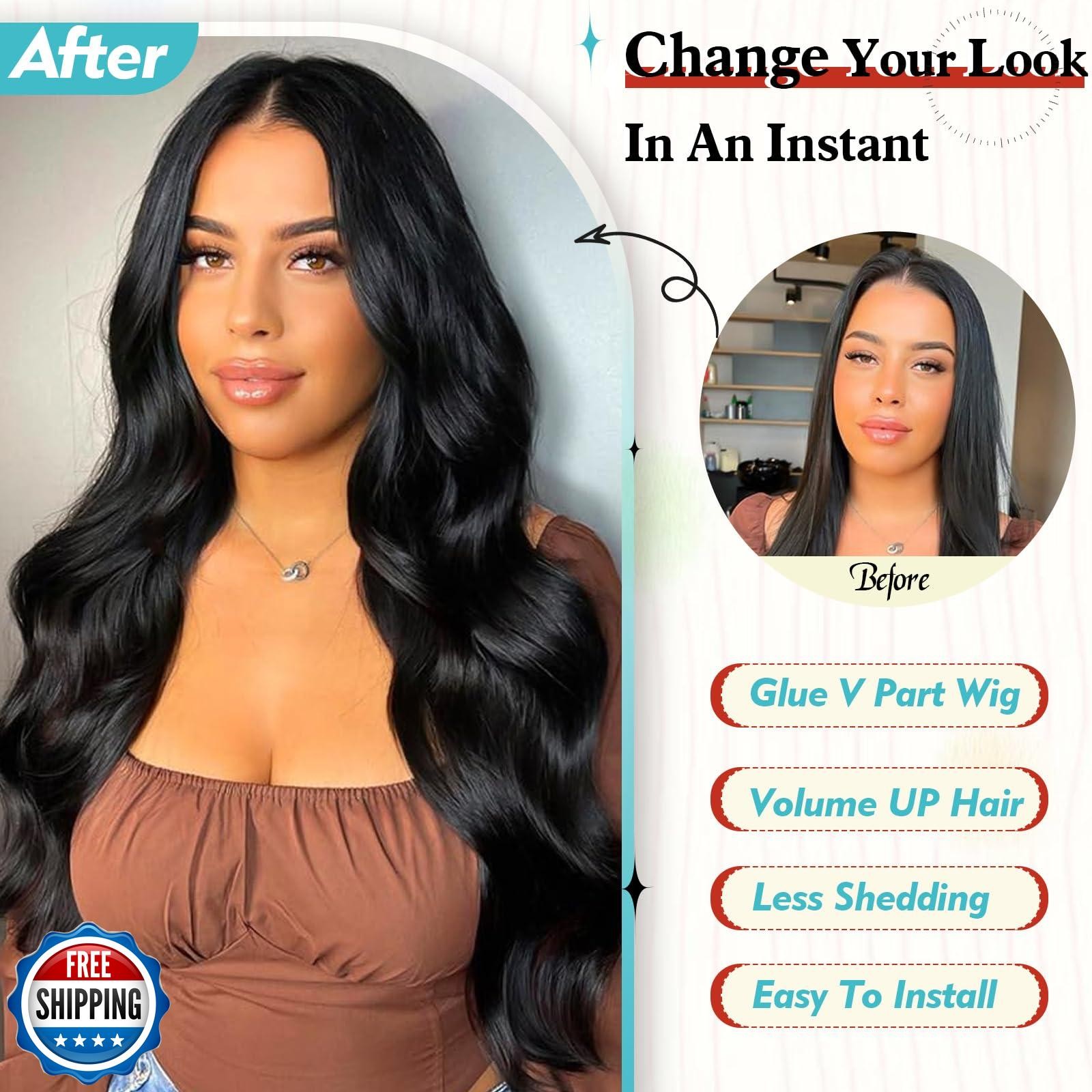 KRSI Brown V Part Wig Body Wave Half Wigs for Black Women Upgrade U Part Wig