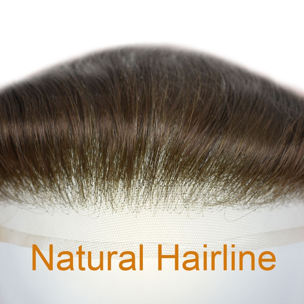Natural Mens Frontal Swiss Lace Front Hairpiece for Receding Hairline Human Hair
