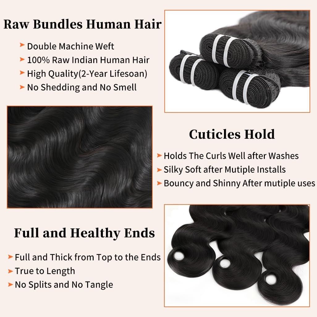 16A Body Wave Human Hair Bundles 20-24 Inch, 100% Remy, Silky Soft, No Shedding