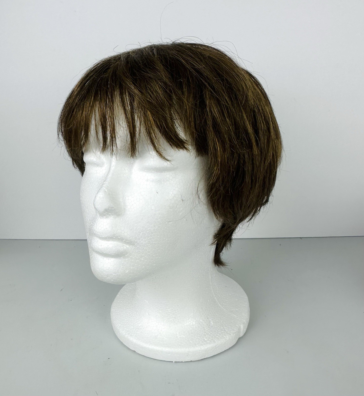 Pantene 100% Human Hair Wig Chocolate Brown Copper Highlights Adjustable NEW